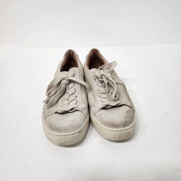 FRYE Womens Casual Sneakers Size 7 Taupe Suede Diamond Embossed Low Top Shoes - Picture 3 of 11